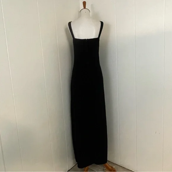 Vintage Velvet Maxi Dress Women’s L Sweetheart Neck Sleeveless Black - Picture 7 of 10